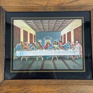 Vintage 70s 3D Hologram Last Supper Framed Lenticular Print by Ryan Creations